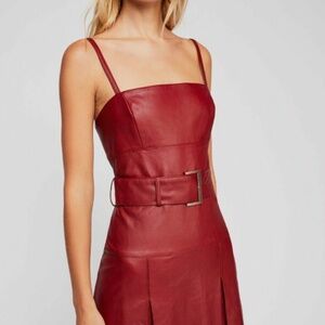 RED HOT Free People Sweet Talk Vegan Leather Dress